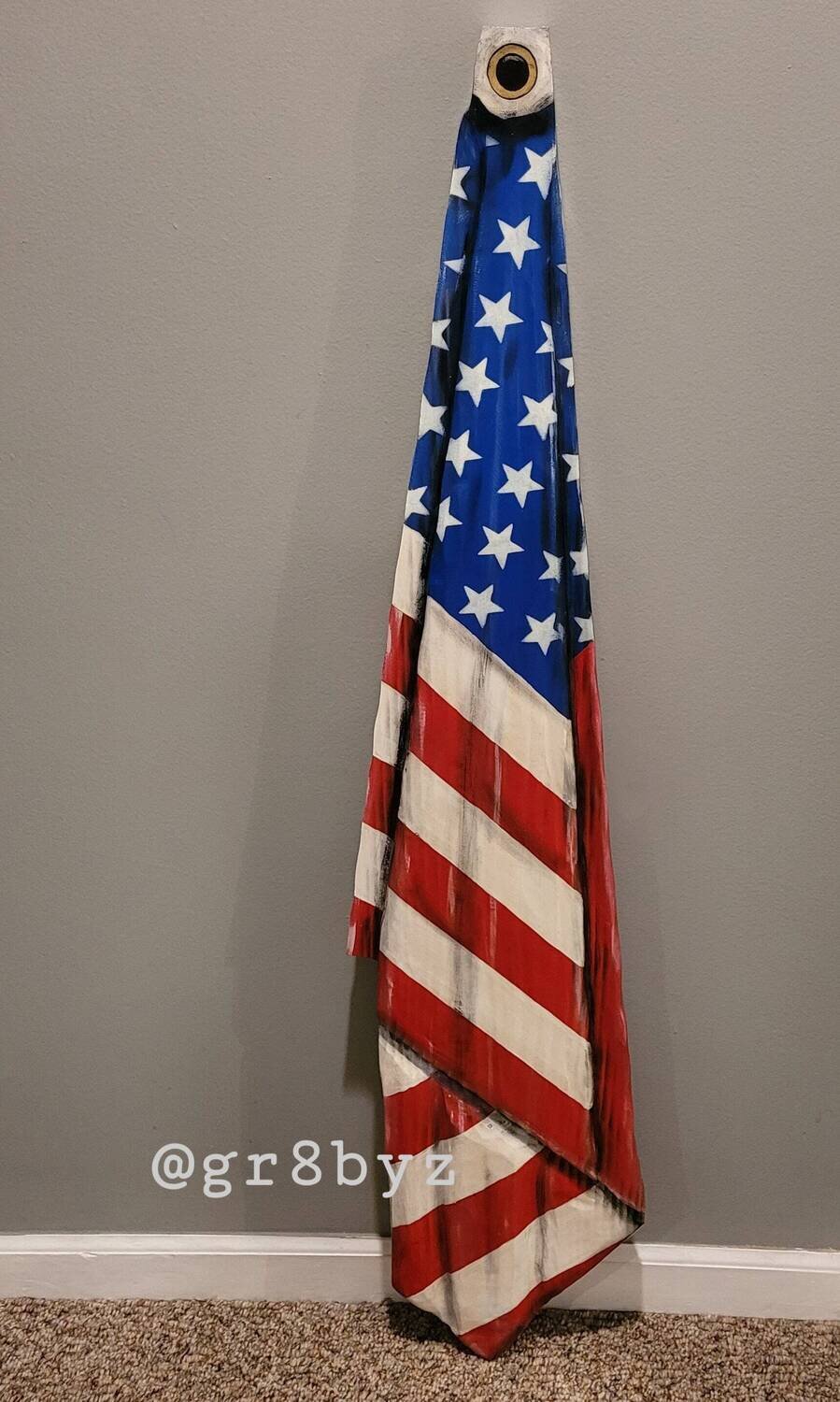 Wooden Draped American Flag