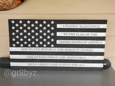 Wooden American Flag Pledge 