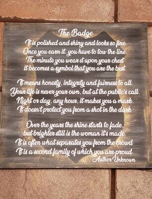The Badge poem for police officers, retirement gift