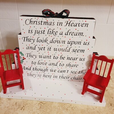 Christmas in Heaven Sign with 2 chairs no names