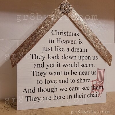 Christmas in heaven house shelf display.
