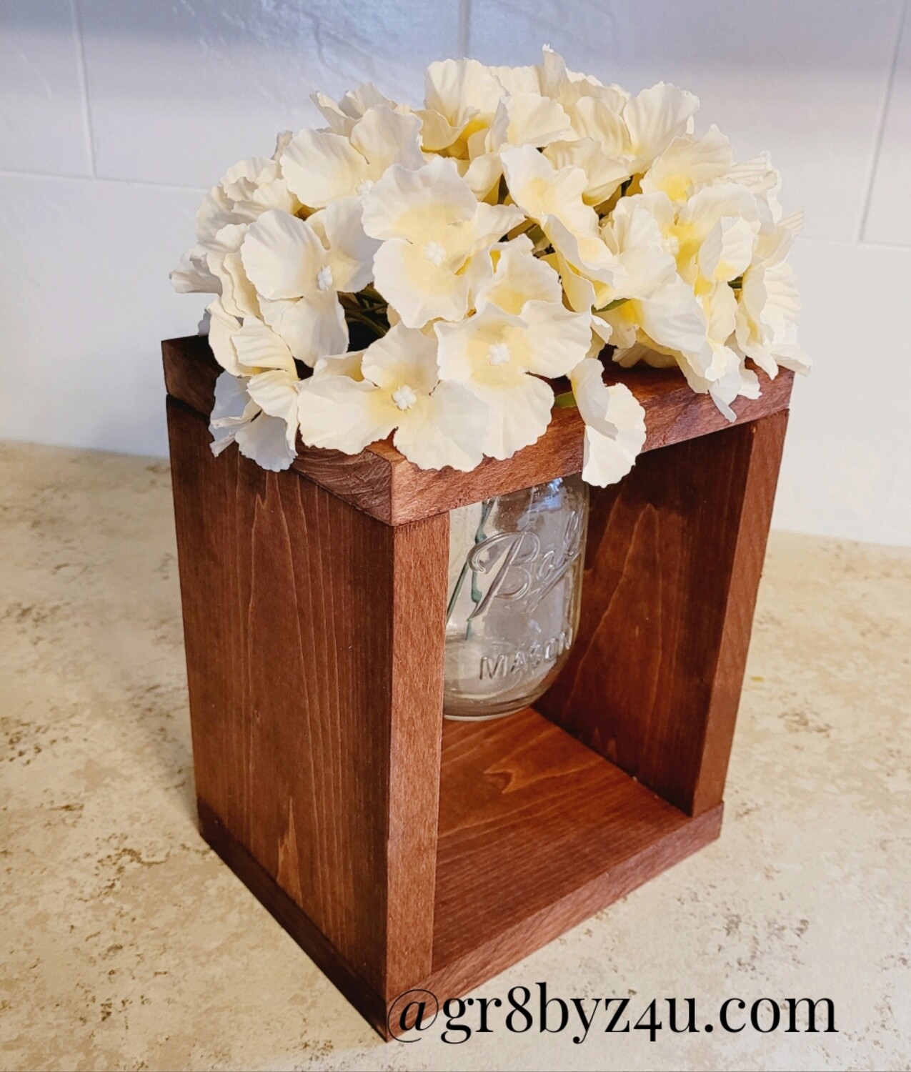 Mason Holder Box | Wooden Boxes for Centerpieces | Planter | Flower Rustic Pot Holder | Square Vases for Wedding | Rustic | Farmhouse