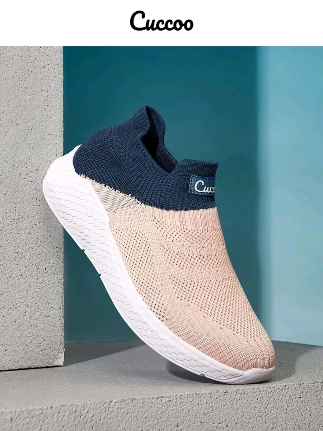 Ladies colourblock knit slip on sneaker