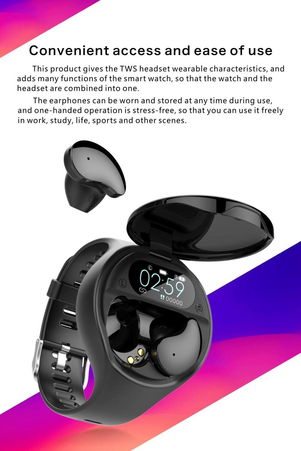 Wireless Earbuds Waterproof Earphone 2 In 1 Smart Watch Tws Earphone With Fitness Functions