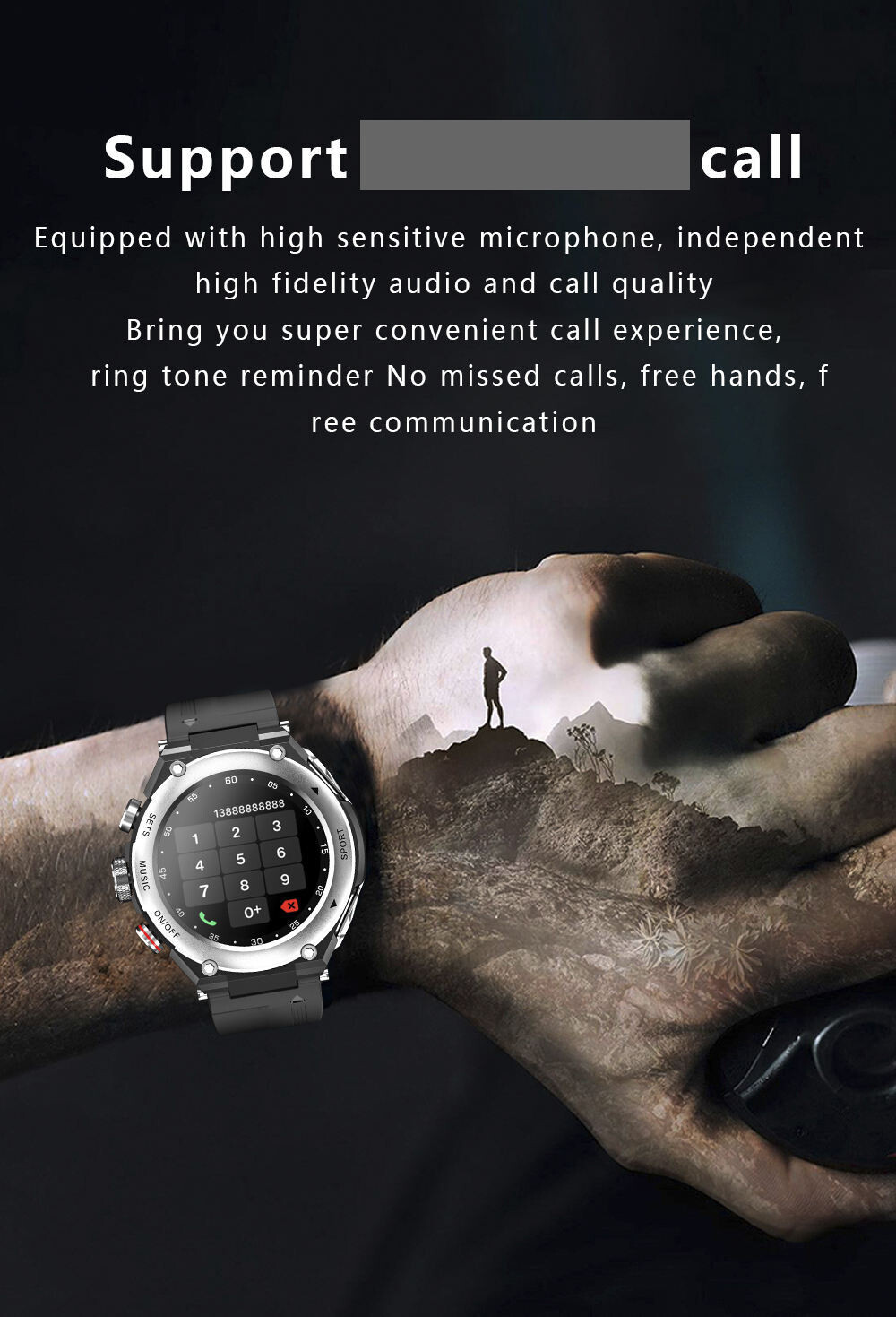 Oreboe Smart Watch with build in wireless earbuds 2 in 1.