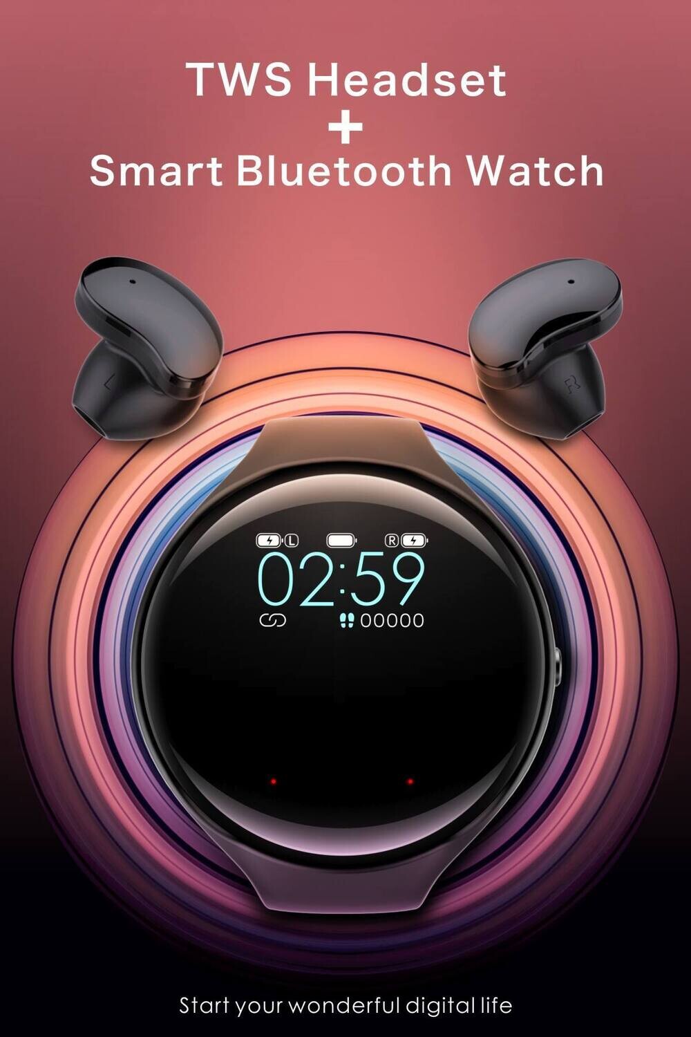 Wireless Earbuds Waterproof Earphone 2 In 1 Smart Watch Tws Earphone With Fitness Functions