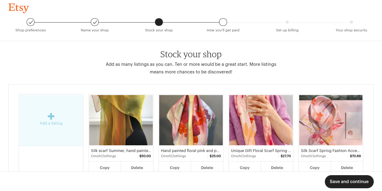 Setting Up Etsy Store