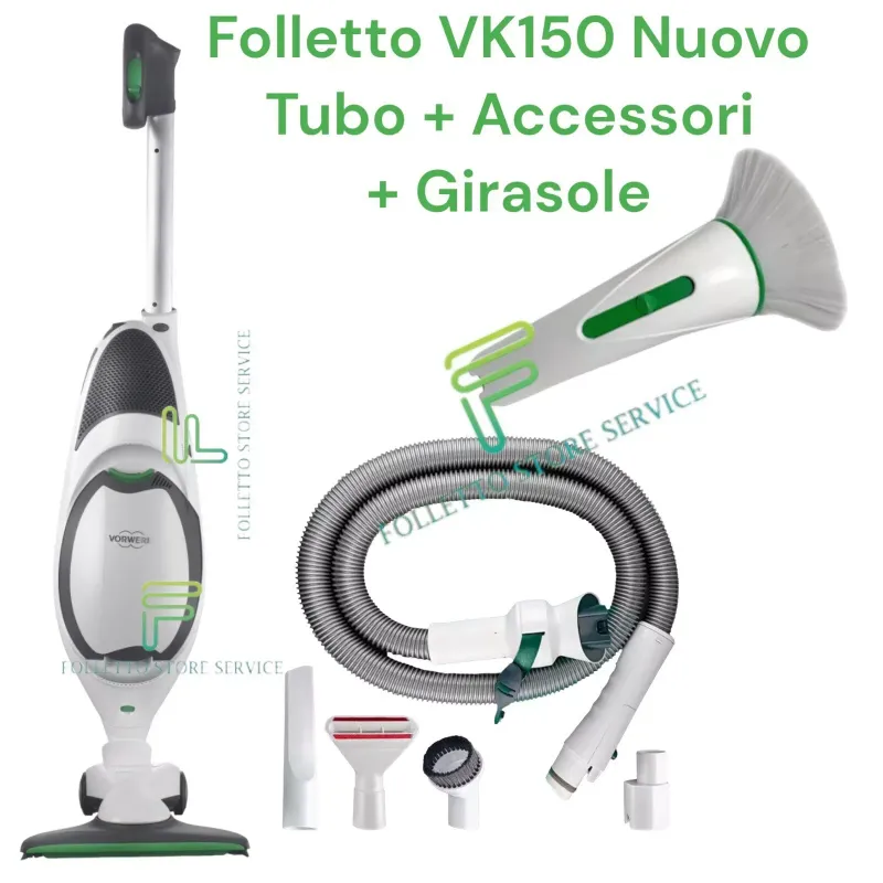 VORWERK FOLLETTO VK150 NUOVO SACCHETTI ORIGINALI 24 MESI GARANZIA TUBO + GIRASOLE