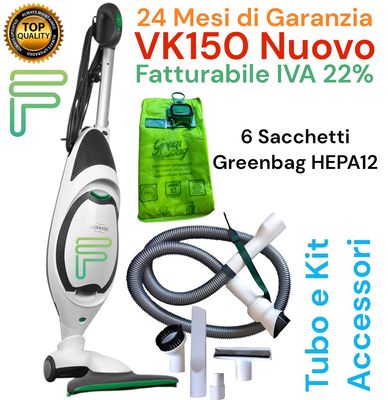 FOLLETTO VK150 NUOVO 24 MESI GARANZIA TUBO E ACCESSORI + SACCHETTI GREENBAG