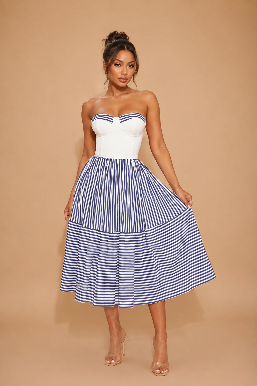 MARINA CORSET DRESS – ROBE MIDI RAYÉE