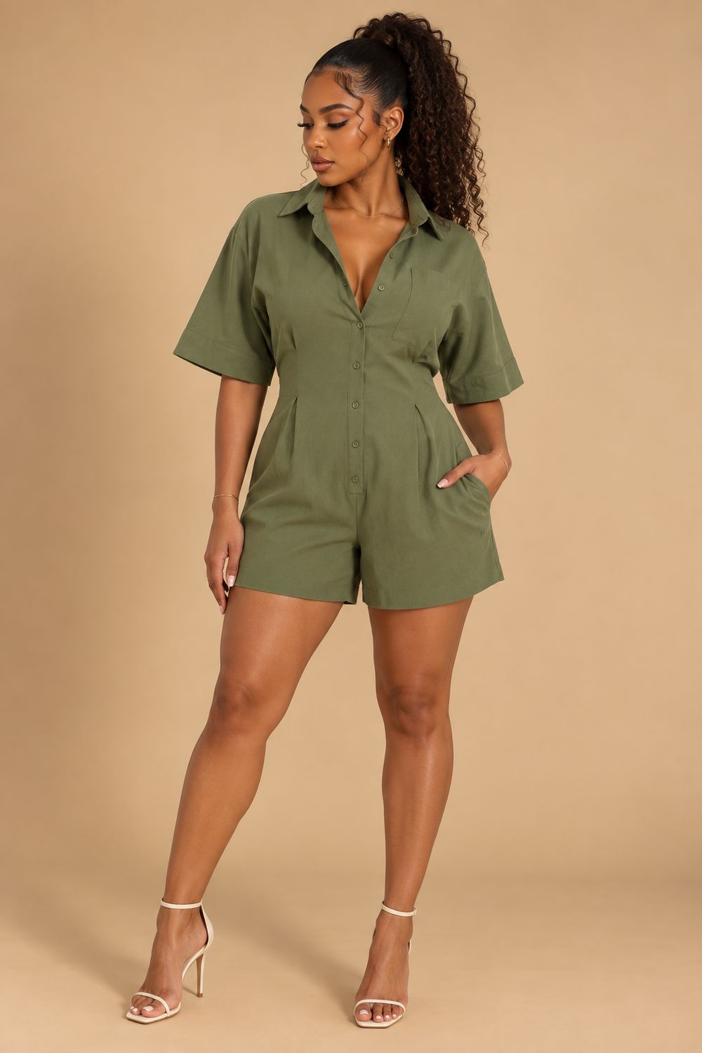 KHAKI MOOD ROMPER