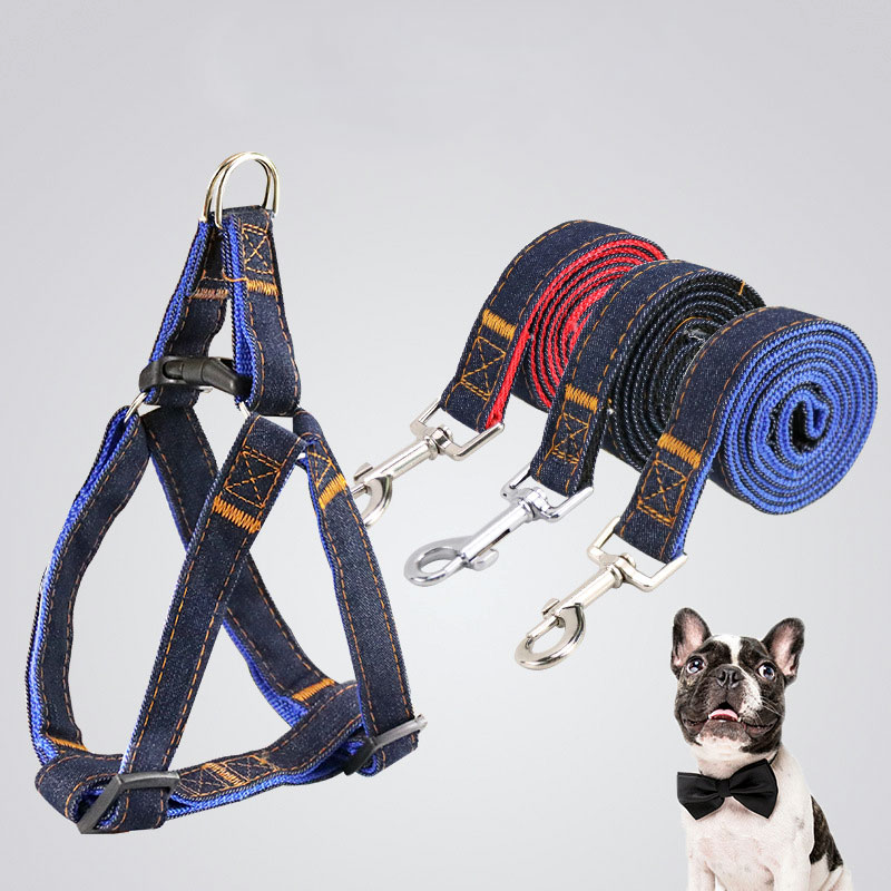 Denim Pet Leash Sewn Cloth Wear-resistant Chest Strap, free shipping