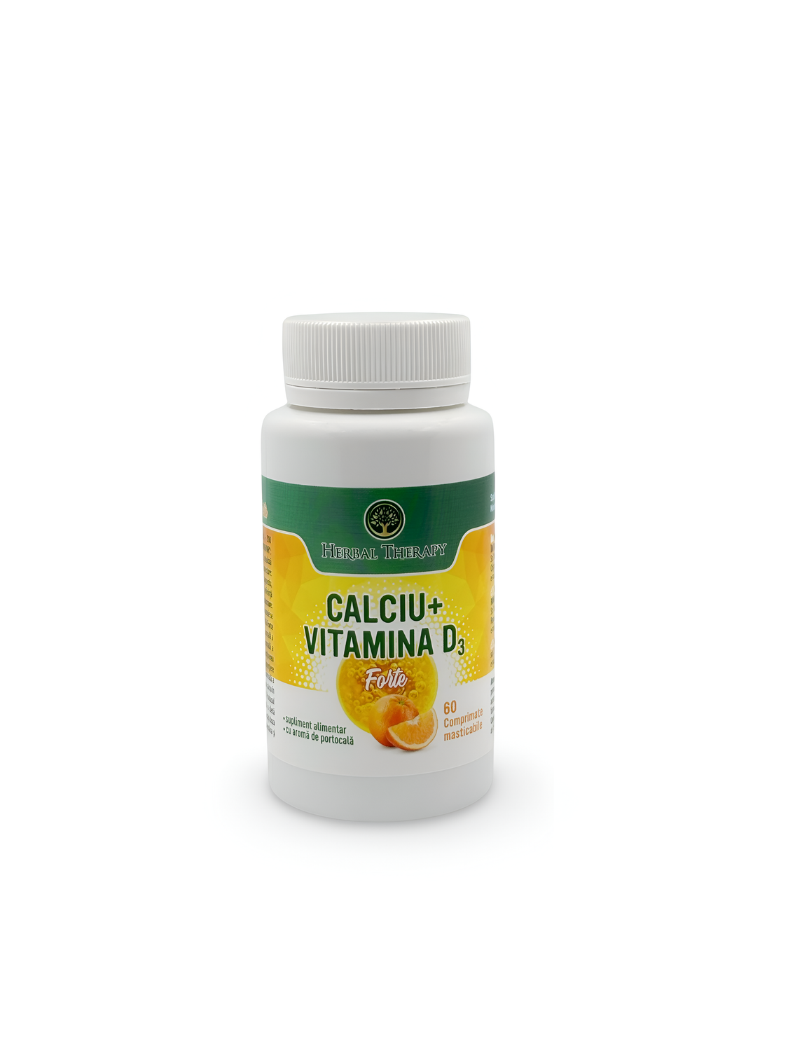 Calciu + Vitamina D3 Forte cu aromă de portocală, comprimate masticabile N60 - Suplinește deficiența de calciu și previne osteoporoza