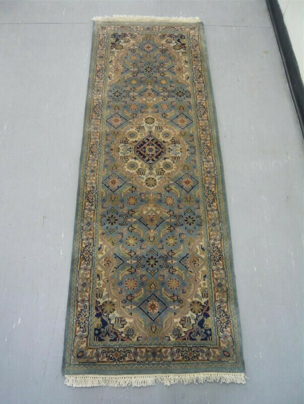 Indian Chakhari Runner 6' Lt Blue/Cream Indian Chakhari Runner 6' Lt Blue/Cream