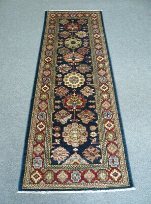 Fine Afghan Runner 6'10 Navy Blue Fine Afghan Runner 6'10 Navy Blue