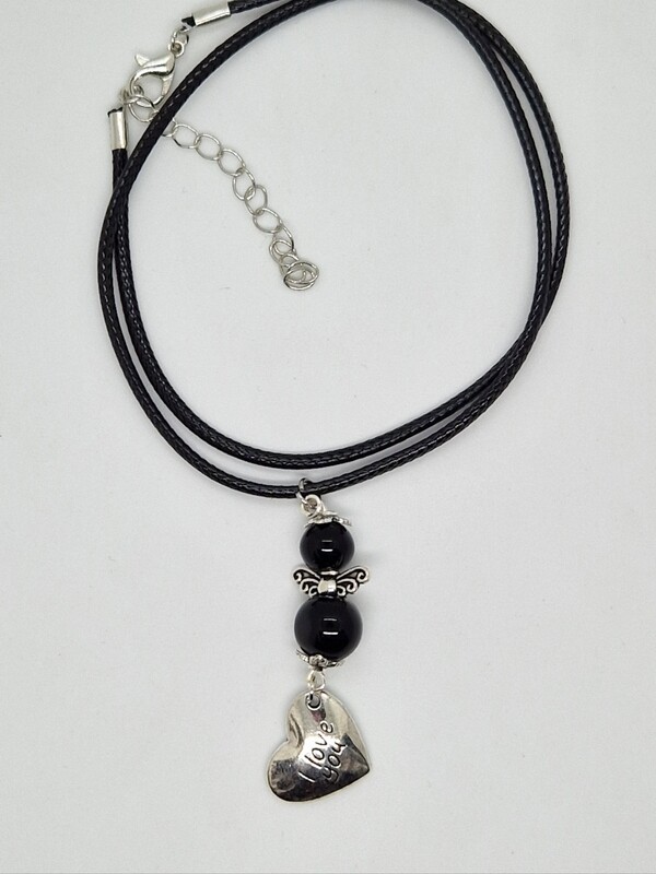 Beschermengel ketting zwart love you