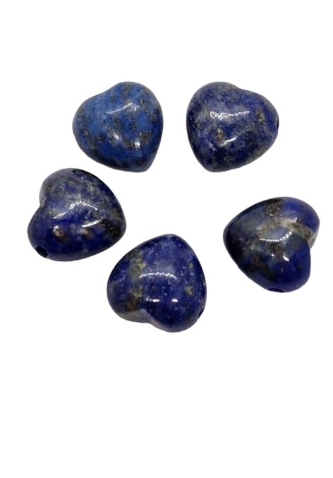 Lapis Lazuli Doorboorde hart hanger 1,5cm.​