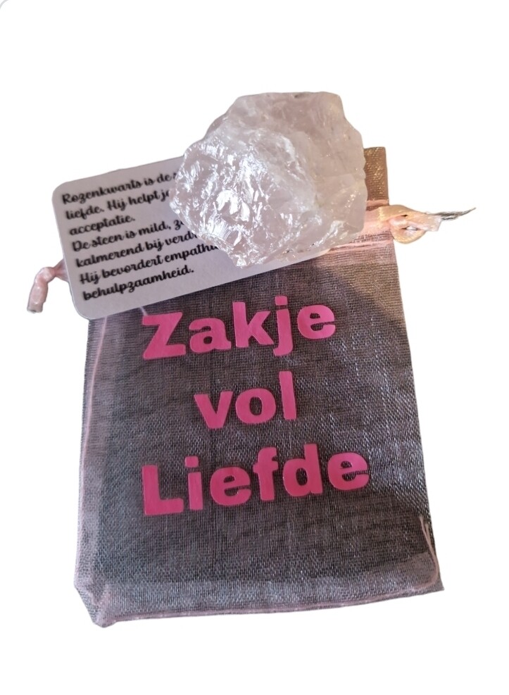 Zakje Liefde met Ruwe Rozenkwarts.