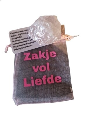 Zakje Liefde met Ruwe Rozenkwarts.
