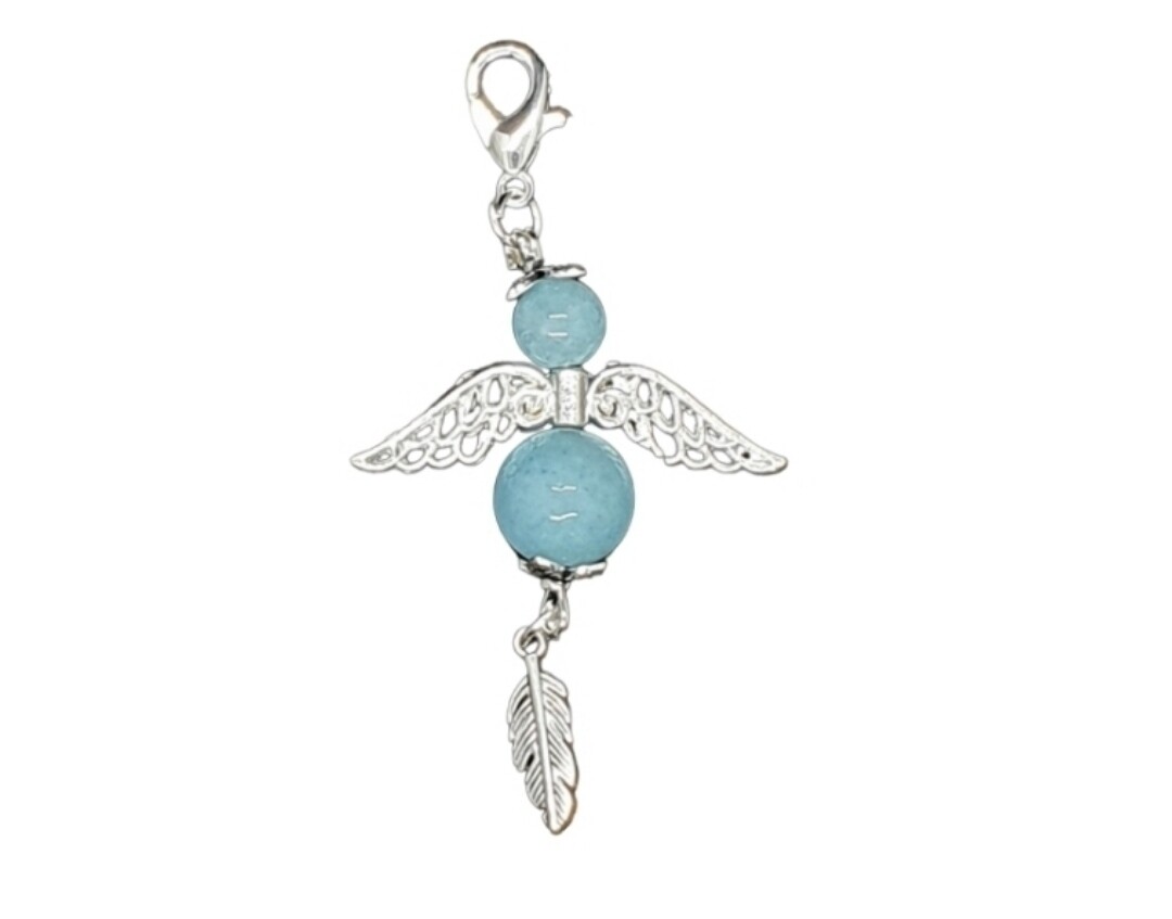 Aquamarine beschermengel met veer