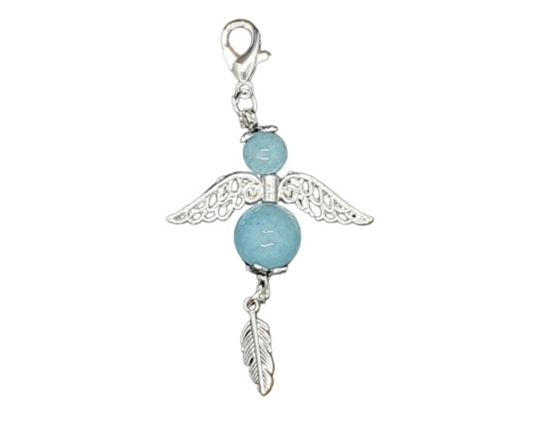 Aquamarine beschermengel met veer