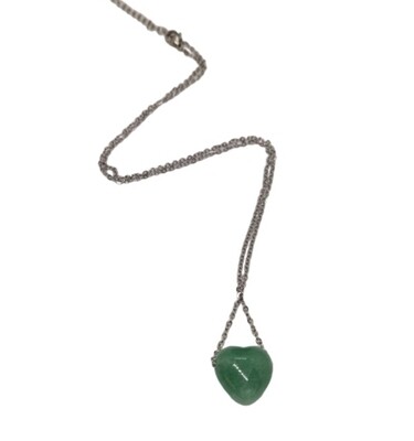 Groene Aventurijn hartje met stainless steel ketting