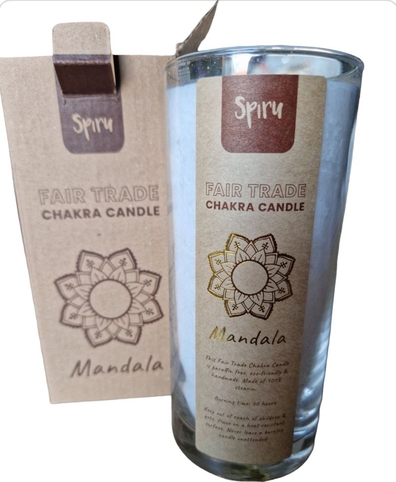 Fair trade Mandala kaars - wit