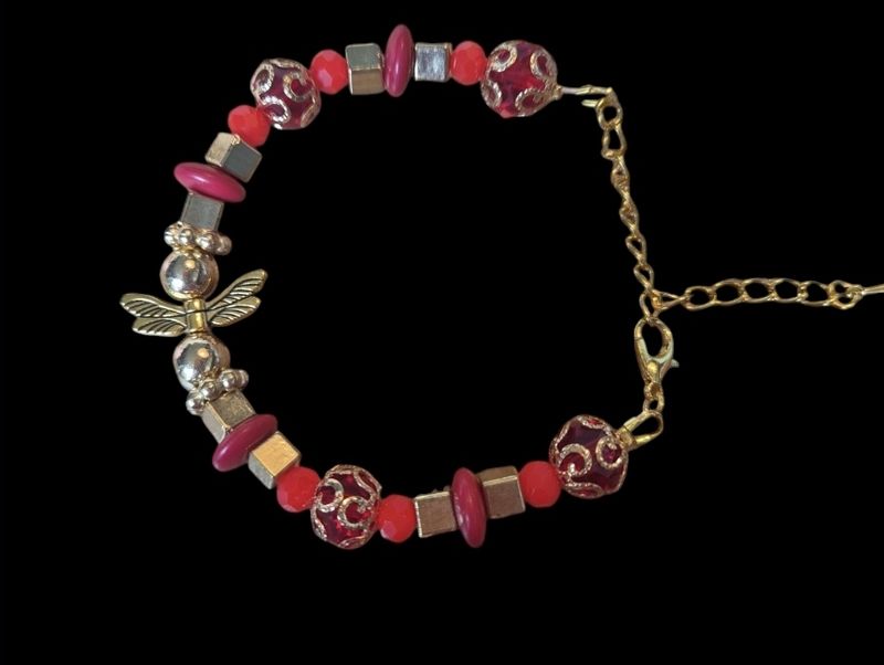 Beschermengel armband rood- goud