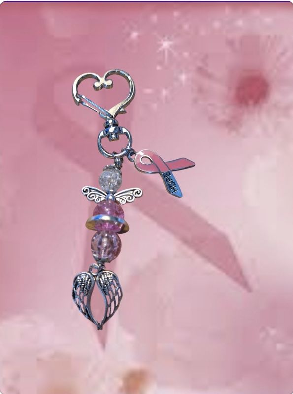 Believe pink ribbon sleutelhanger