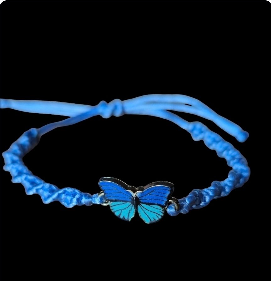 Verstelbare vlinder armband-  blauw.