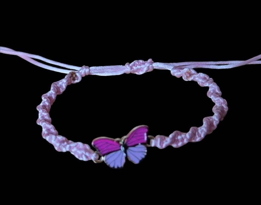 Verstelbare vlinder armband - roze