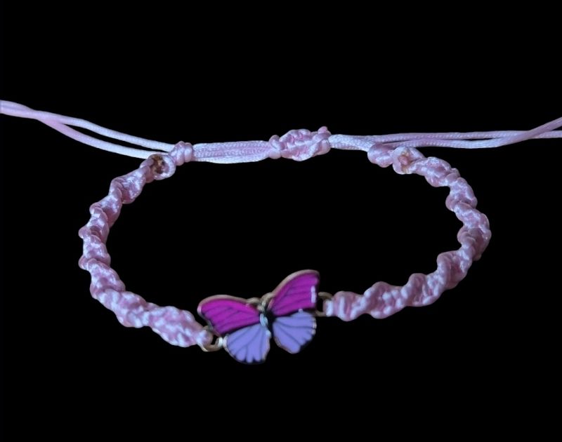 Verstelbare vlinder armband - roze