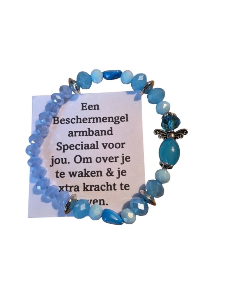 Beschermengel armband cadeautje - licht blauw.