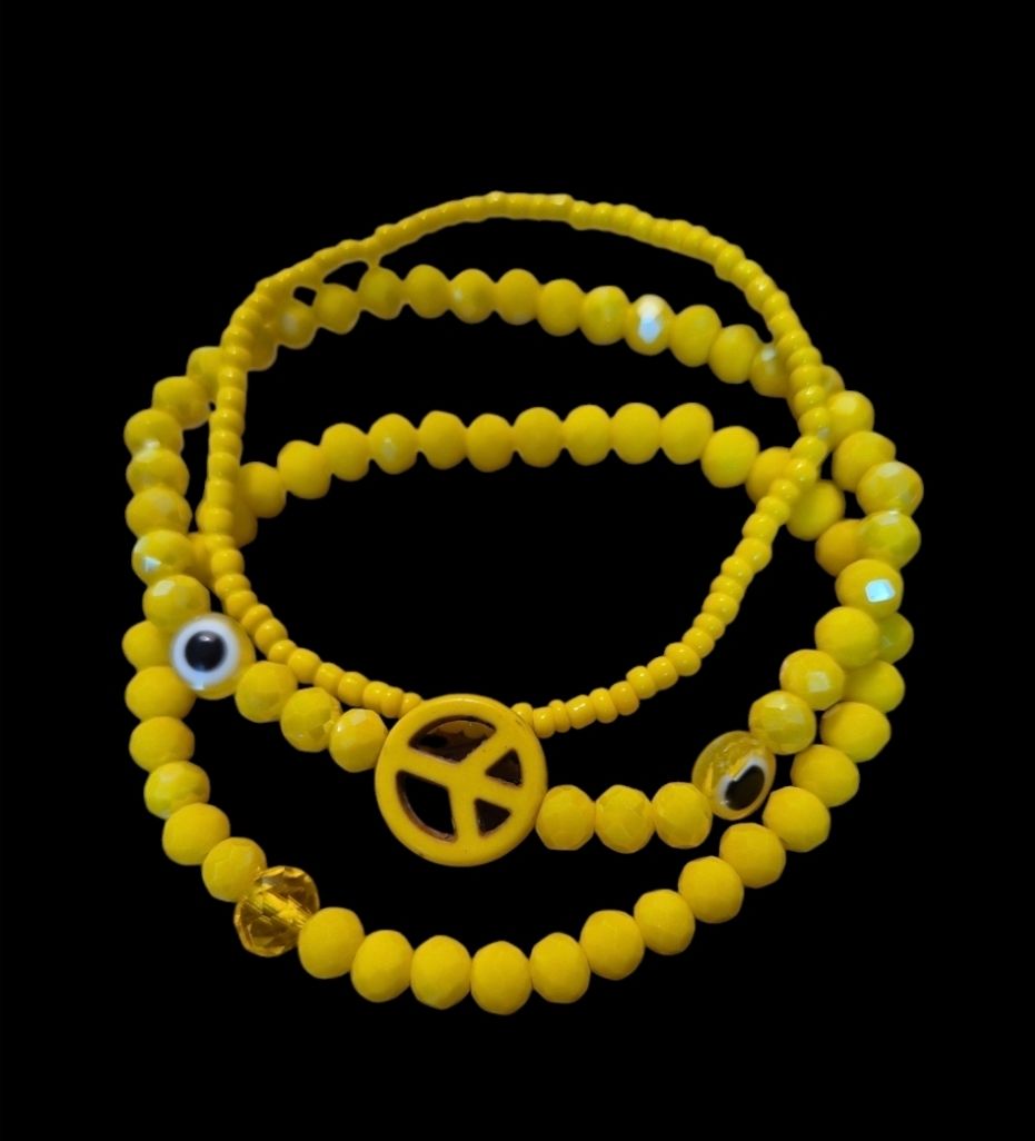 Peace armbanden set - vrolijk geel