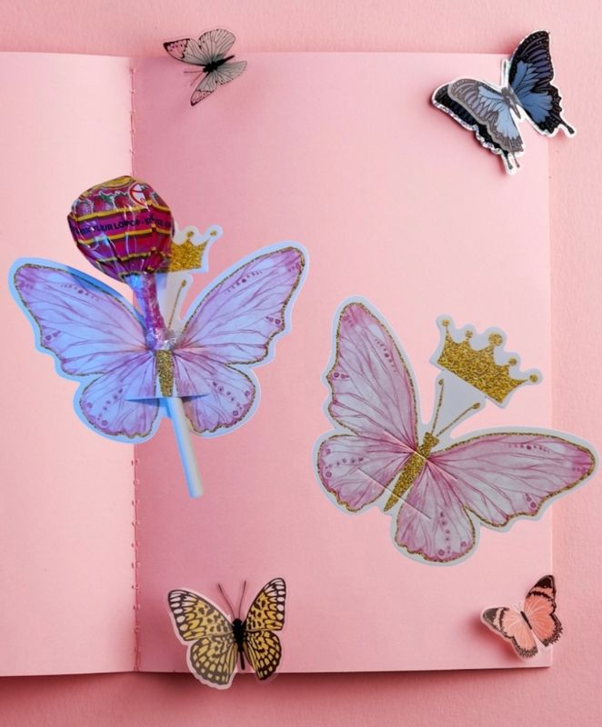 Vlinder lolly houder roze set van 10