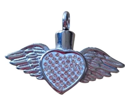 Ashanger hart strass zilverkleurig