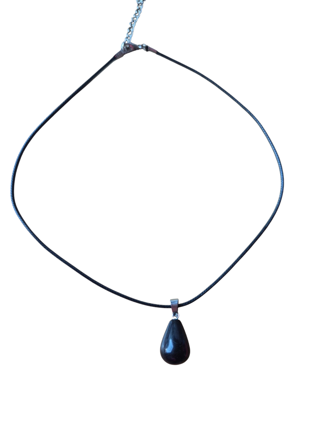 Zwarte Obsidiaan hangertje met ketting