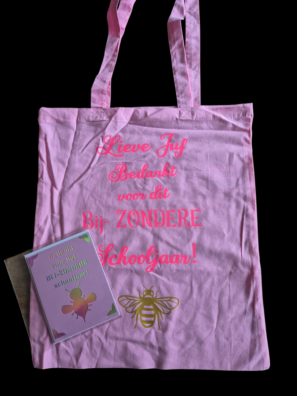 Juf tas roze bedankt voor het BIJZONDERE schooljaar.