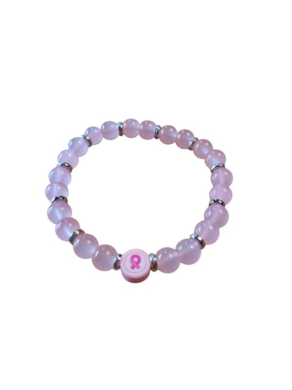 Pink ribbon armband - licht roze.