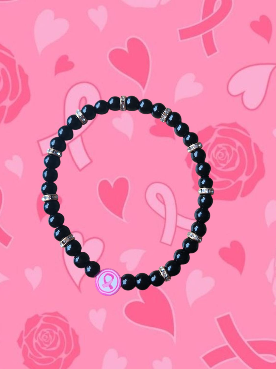 Pinkribbon armband - zwart
