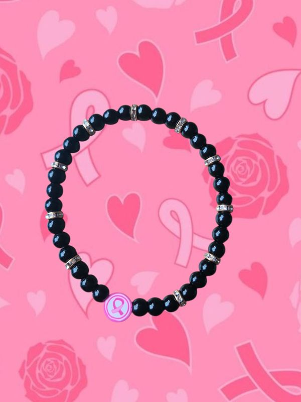 Pinkribbon armband - zwart