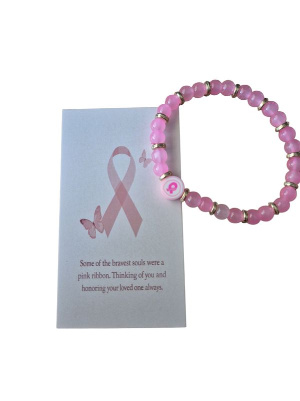 Pinkribbon bravest souls armbandje met tekstkaartje.