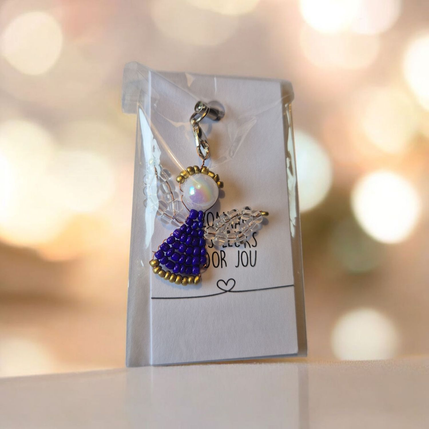 Kralen engel - kerstboom hanger - donkerblauw Kralen engel - kerstboom hanger - donkerblauw