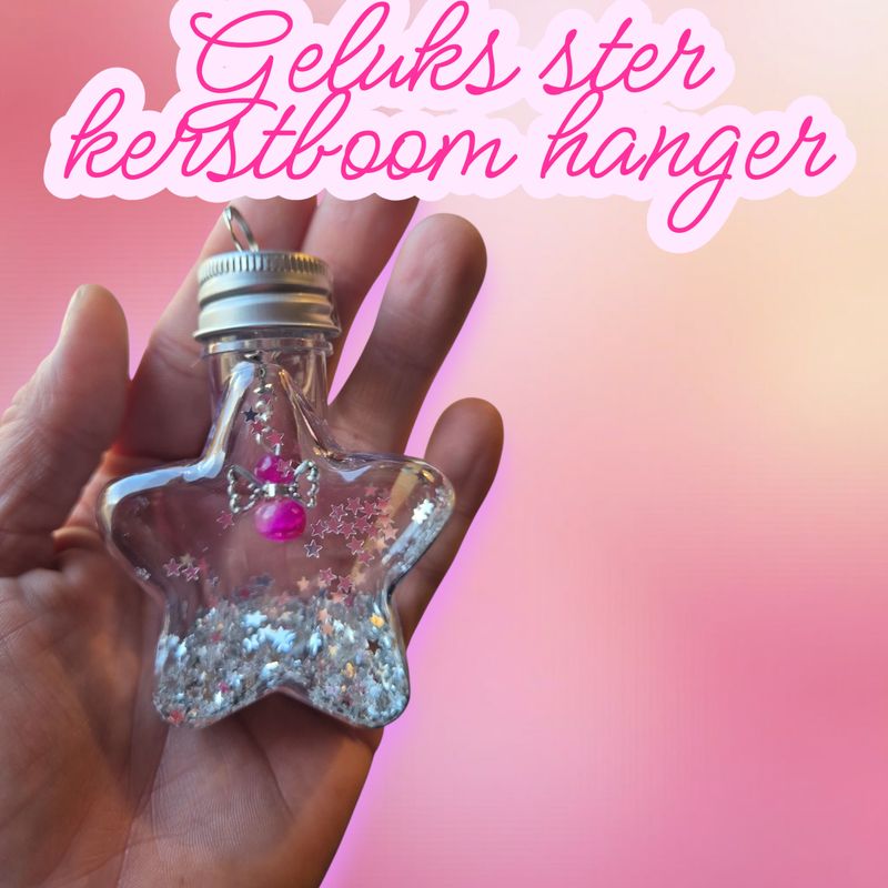 Kerstboom hanger geluks ster - zilver - roze Kerstboom hanger geluks ster - zilver - roze