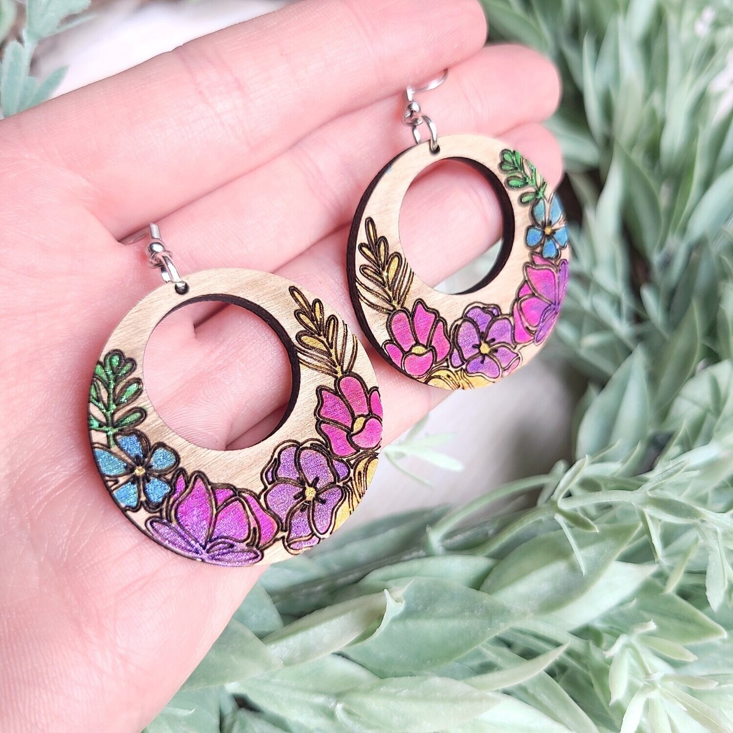 Round Floral Earrings