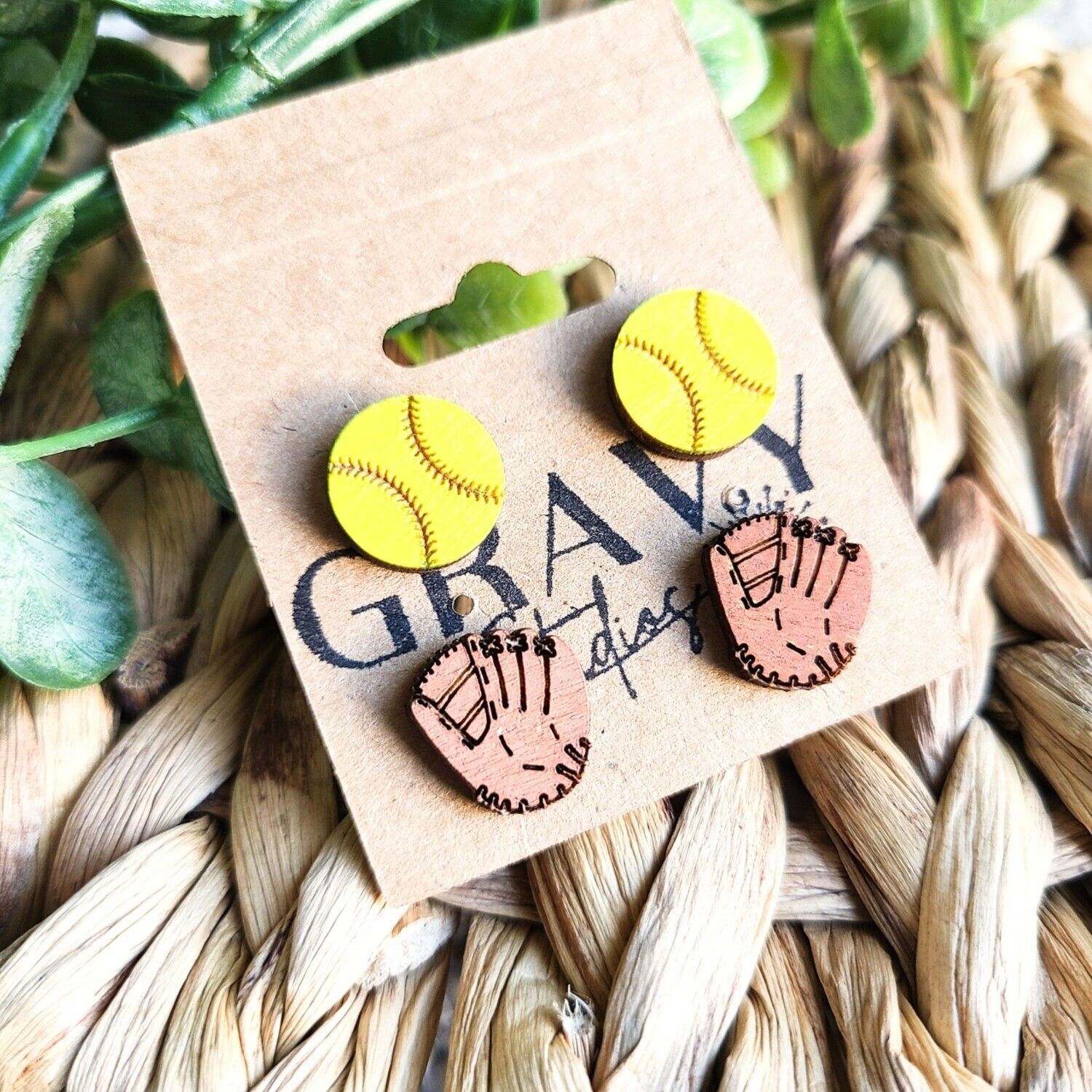 Softball Stud Earrings Set