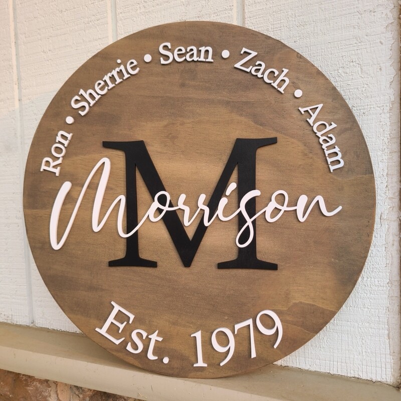 Family Monogram Sign, Custom Name Sign