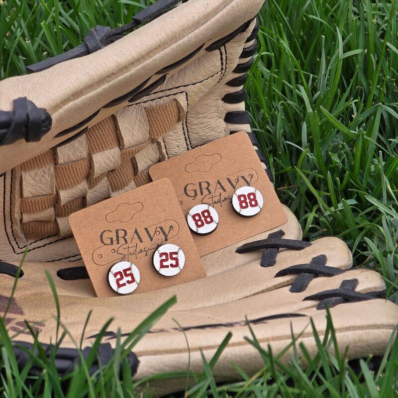 Personalized Jersey Baseball Stud Earrings