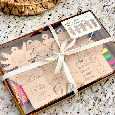 a packaged set of 5 wooden bookmarks