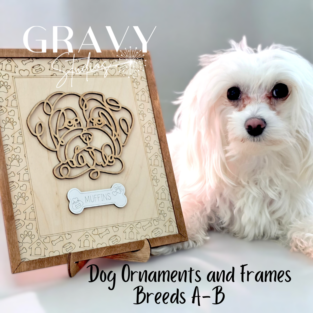 Custom Dog Ornament or Frame Breeds A-B